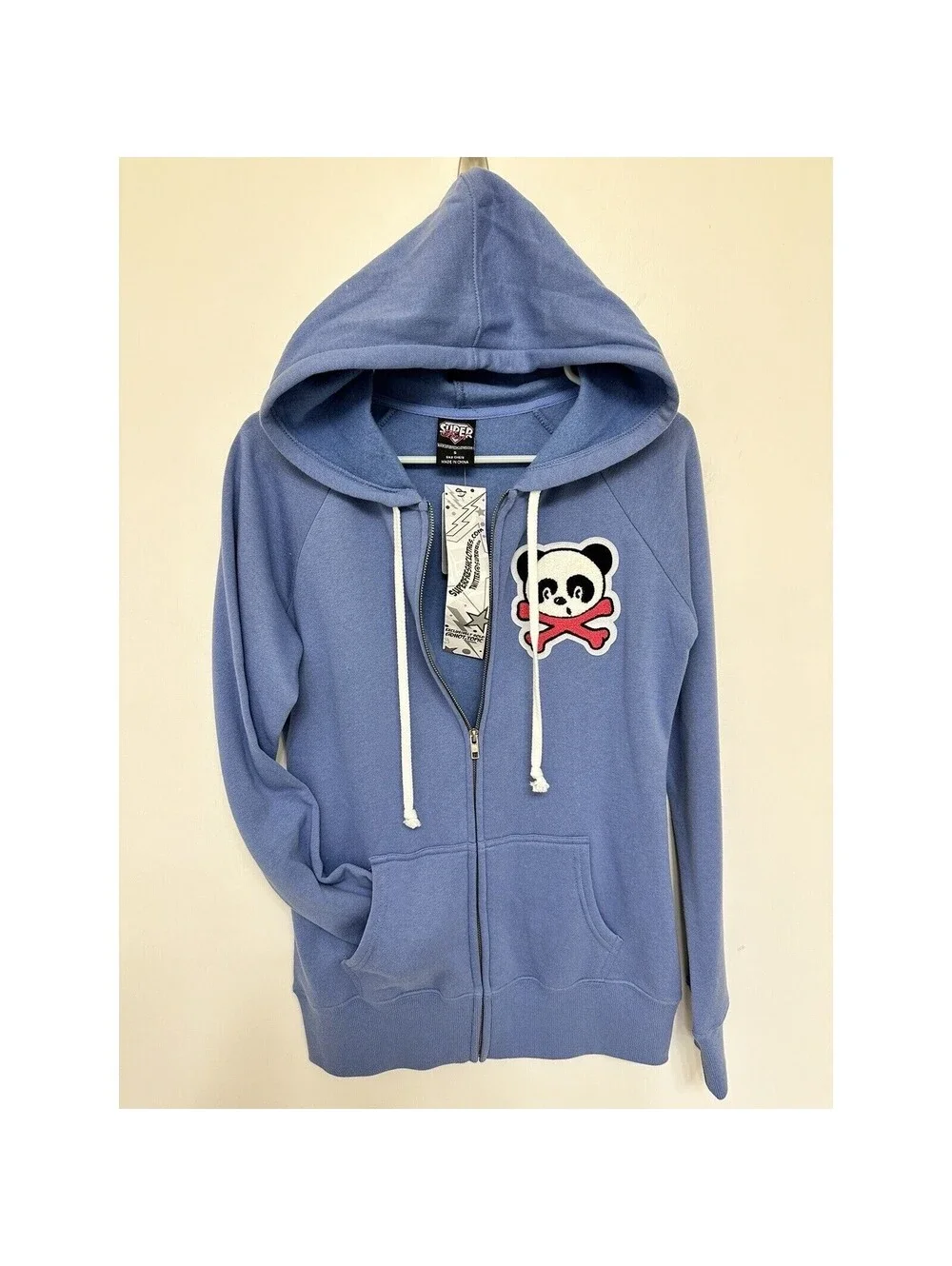 NEW Superfresh Panda & Crossbones Womens Full Zip Hoodie Hoodie Sweatshirt Small